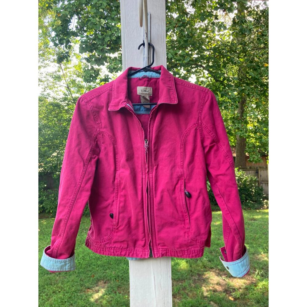 L.L. Bean-Vintage Pink Cotton Cropped Canvas Zip Chore Utility Jacket Gorpcore-M